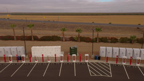 Tesla-Supercharger-station-with-many-charging-stations