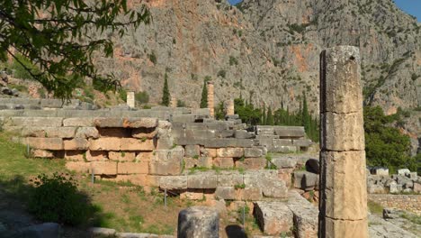 Ancient-Stone-Marble-Column-of-Delphi-Archaeological-Site-with-High-Mountain