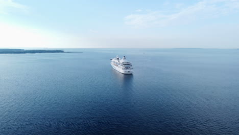 Aida-Cruise-Ship-Off-The-Coast-Of-Tallinn,-Gulf-Of-Finland-AERIAL