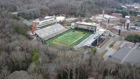 Appalachian-State-Football-downward-Aerial-of-Kidd-Brewer-Stadium-Boone-North-Carolina