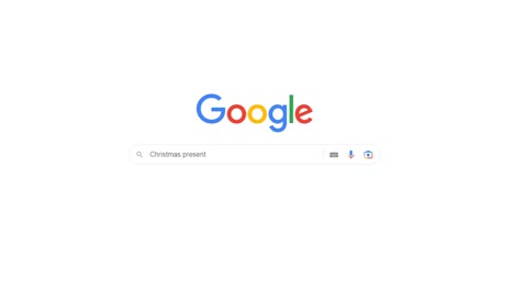 Christmas-Present-Google-Search,-Typing-on-Google-Search-Engine,-Screen-Record-Footage