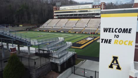 Appalachian-State-Football,-Kidd-Brewer-Stadium,-Welcome-to-the-Rock-Reveal,-Boone,-North-Carolina