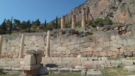 Stoa-of-Athenians-in-Delphi-Archaeological-Site-on-Sunny-Bright-Day