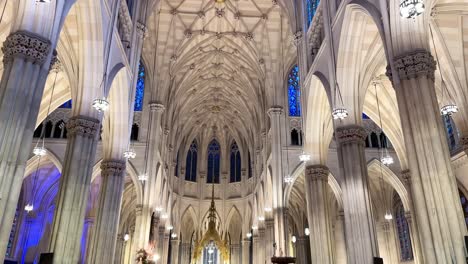 Inside-View-Saint-Patricks-Cathedral-In-New-York-With-Slow-Tilt-Up-To-Ceiling