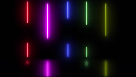 Abstrakte-Farbenfrohe-Hintergrundanimation-Mit-Hellen-Neonstrahlen-Und-Leuchtenden-Linien