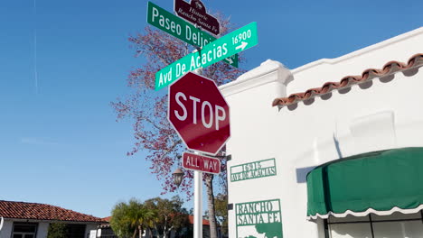 Paseo-Delicious-in-Historic-Rancho-Santa-Fe,-San-Diego-California,-street-sign