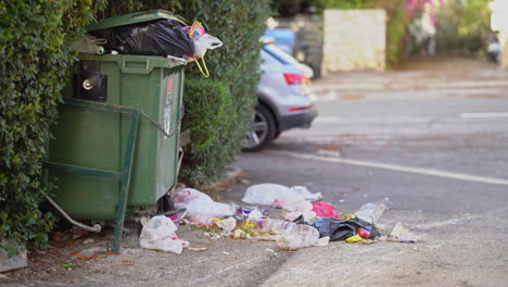 Haifa-Israel-Nov-26-2022:-Garbage-is-scattered-outside-the-garbage-can-in-Haifa-Israel