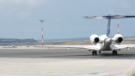Empennage-Of-A-Bombardier-Global-6000-Jet-At-The-Taxiway-Of-Istanbul-Airport-In-Turkey