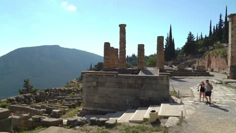 Wide-Shot-of-Temple-of-Apollo-in-Delphi-Archaeological-Site
