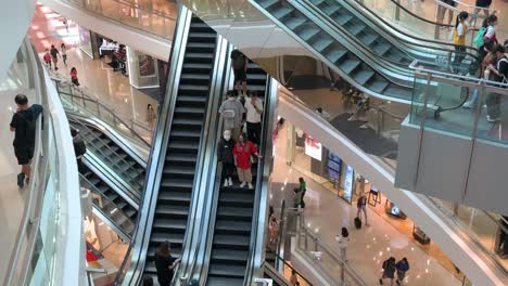 Chinesische-Käufer-Fahren-Auf-Automatisch-Fahrenden-Rolltreppen-In-Einem-High-End-Einkaufszentrum-In-Hongkong