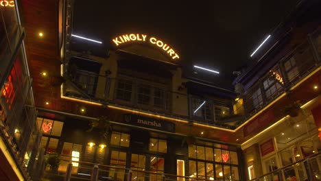 Night-View-Of-Carnaby's-Iconic-Kingly-Court,-Popular-Dining-Destination-In-London's-West-End