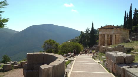 Panorama-of-Treasury-of-Athenians-in-Delphi-Archaeological-Site