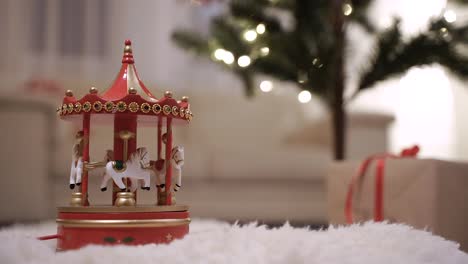 Christmas-themed-spinning-carousel,-holiday-season-celebration-concept