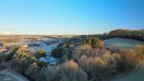 Circular-aerial-view-over-Irish-countryside-on-a-frosty-morning-in-December