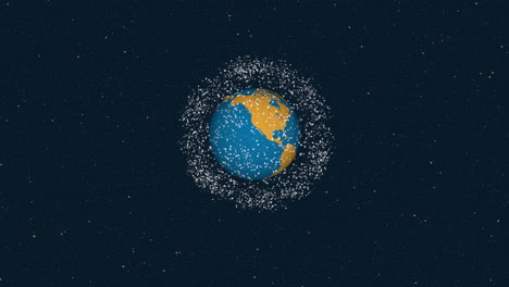 Satelliten,-Die-Eine-Rotierende-Erde-Umkreisen,-Nahtlose-Schleife