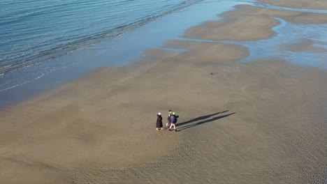 An-aerial-view-over-winter-swimmers-on-a-sandy-beach