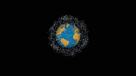 Satelliten-Umkreisen-Die-Erde,-Keine-Sterne-Im-Hintergrund,-Nahtlose-Schleife