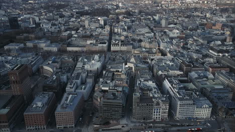 Wide-Aerial-shot-of-Oslo-downtown-centre,-Norway