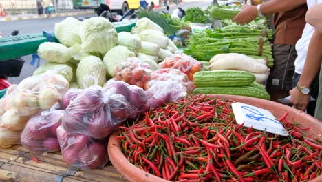 Fresh-Asian-Vegetables-For-Sale-On-A-Street-Food-Stand