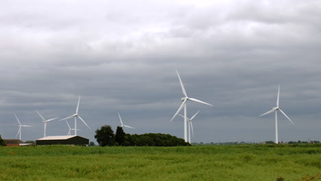 Wind-turbines-spinning-at-a-wind-farm