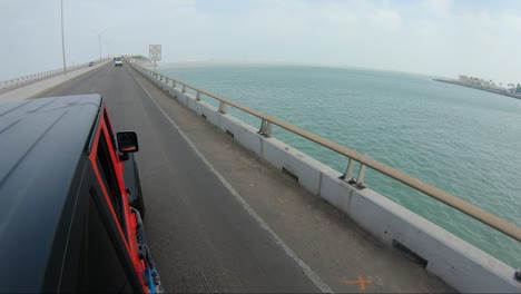 POV-Driving-on-Queen-Isabella-Causeway-on-between-South-Padre-Island-and-Port-Isabel-Texas