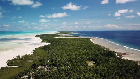 Aerial-flying-above-North-Tarawa,-Kiribati