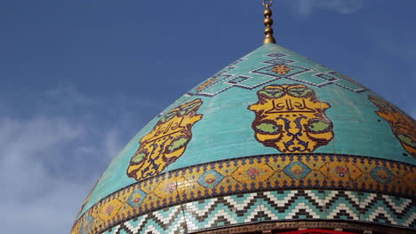 Blue-Mosque-dome-in-Yerevan,-Armenia-against-blue-skies