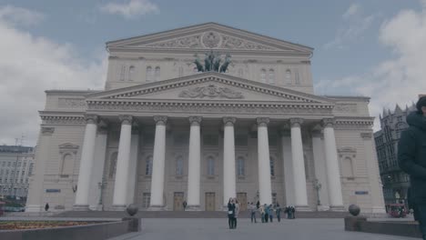 Facade-of-Bolshoi-Theatre-in-Moscow,-Russia