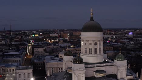 Aerial-view-of-Helsinki-Cathedral-and-city-center-at-background