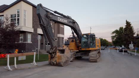 Excavator-parked-in-residential-street