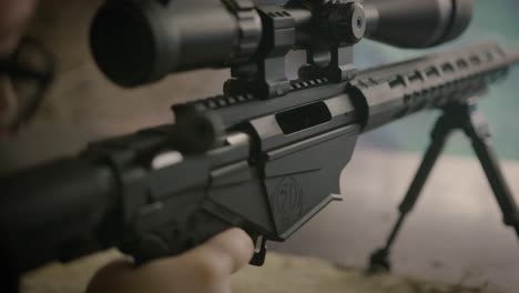 Shooter-aiming-Ruger-precision-rifle-and-takes-finger-from-trigger-without-shot