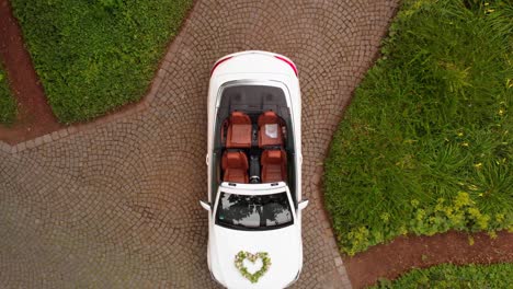 a-drone-rises-above-a-wedding-car-that-is-located-in-the-park