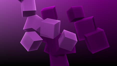 Contemporary-and-soothing-animation-loop-of-purple-rotating-cube-group