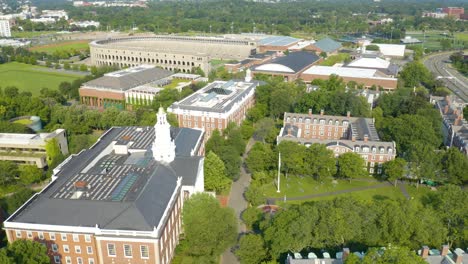 Beautiful-Aerial-View-of-Harvard-Business-School-in-Cambridge,-MA