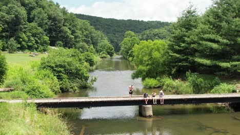 Summer-Scene,-Boone-NC,-Watauga-County-North-Carolina,-Blowing-Rock-NC,-New-River-Aerial-at-Low-Water-Bridge,-Summer-Solitude