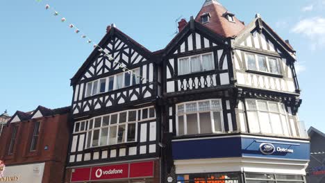 A-mock-Tudor-style-building-in-Wrexham,-Wales