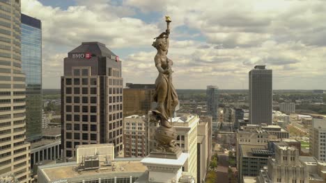 4K-Drone-Indianapolis-Indiana-Historic-Monument-Top-Close-Front-Skyline-Downtown-City-Midwest-Cityscape
