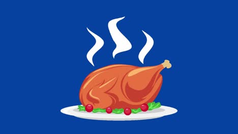 Animated-Thanksgiving-Turkey-Steaming-Blue-Screen-4K