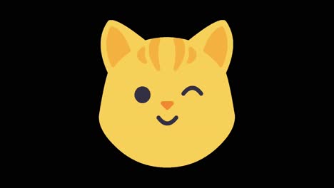 Animierte-Katze-Zwinkert-Emoji-Liebe-Emoticon-Schwarzer-Bildschirm-4k