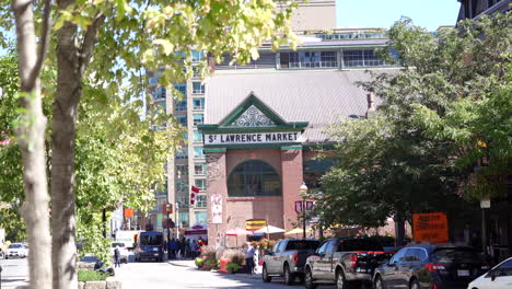 St-Lawrence-Market-Toronto,-wide-shot-with-Front-Street