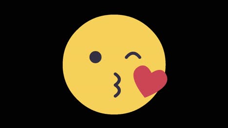 Küssen-Emoji-Liebe-Emoticon-Schwarzer-Bildschirm-4k