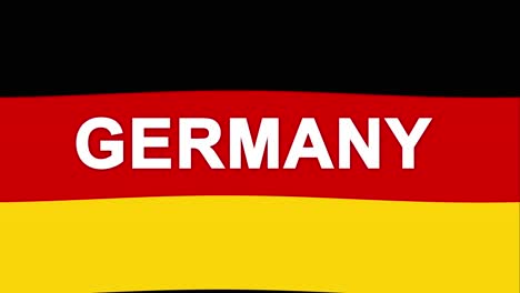 german-2d-flag-waving-with-germany-as-capital-letters-text-on-black,-red-and-yellow-in-4K-loop-animation