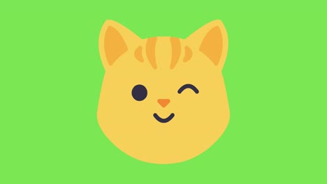 Gato-Animado-Guiñando-Un-Ojo-Emoji-Amor-Emoticono-Pantalla-Verde-4k