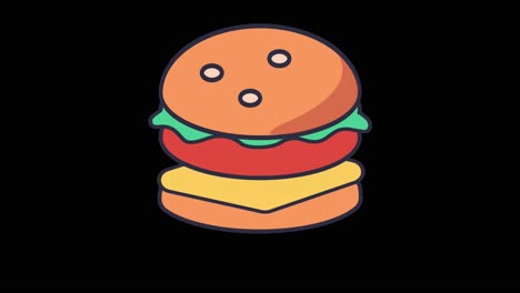 Animierter-Springender-Cheeseburger-Schwarzer-Bildschirm-4k