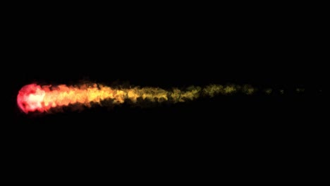 Visual-effects,-VFX,-fireball-with-a-long-tail-on-black-background-3D-animation