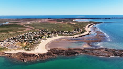 A-beautiful-birds-eye-view-of-the-coast-surrounding-the-small-town-of-Point-Sampson-in-the-North-West-Of-Australia