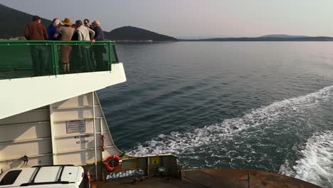 Tourists-On-Ferry-Boat-Traveling-In-Orcas-Island,-Pacific-Northwest,-San-Juan-County,-Washington,-USA
