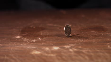 Coin-spins-around-on-a-table