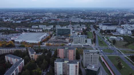 A-drone-video-of-the-city-in-Lublin,-Poland