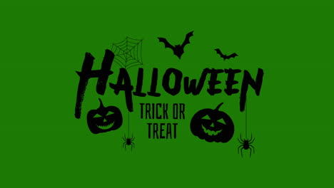Animated-Halloween-With-Flying-Bats-Pumkin-Ghost-Spider-On-Green-Screen-|-Happy-Halloween